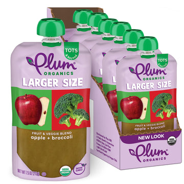 Plum Organics Tots & Beyond Apple & Broccoli Fruit & Veggie Blend, Kosher, Usda Certified Organic, Non-Gmo, 7.5 Ounce (Pack Of 6
