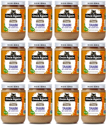 Once Again Natural Sesame Tahini, 16oz - Salt Free, Unsweetened - Gluten Free Certified, Vegan, Kosher, Paleo, Peanut Free - Gla