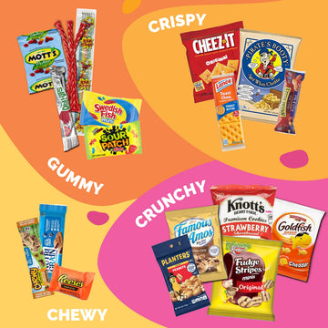 Snack Box Care Package Candy Variety Pack Snack Box (60 Count) Gift Baskets For Kids Mature-Themeds Teens Family College Student - Crave Food Birthday Arrangement Candy Chips Cookies