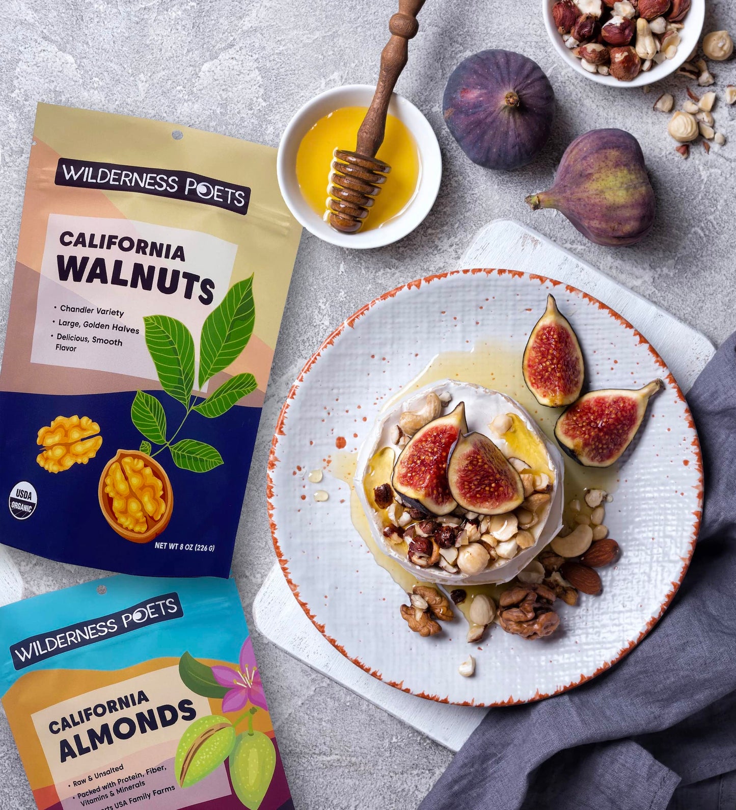 Wilderness Poets California Walnuts - Organic, Raw, Chandler Heirloom Variety - Golden, Blonde Halves, Bulk Size (32 Ounce - 2 P