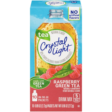 Crystal Light On The Go Green Tea Raspberry, 10 Count Boxes (Pack Of 6)
