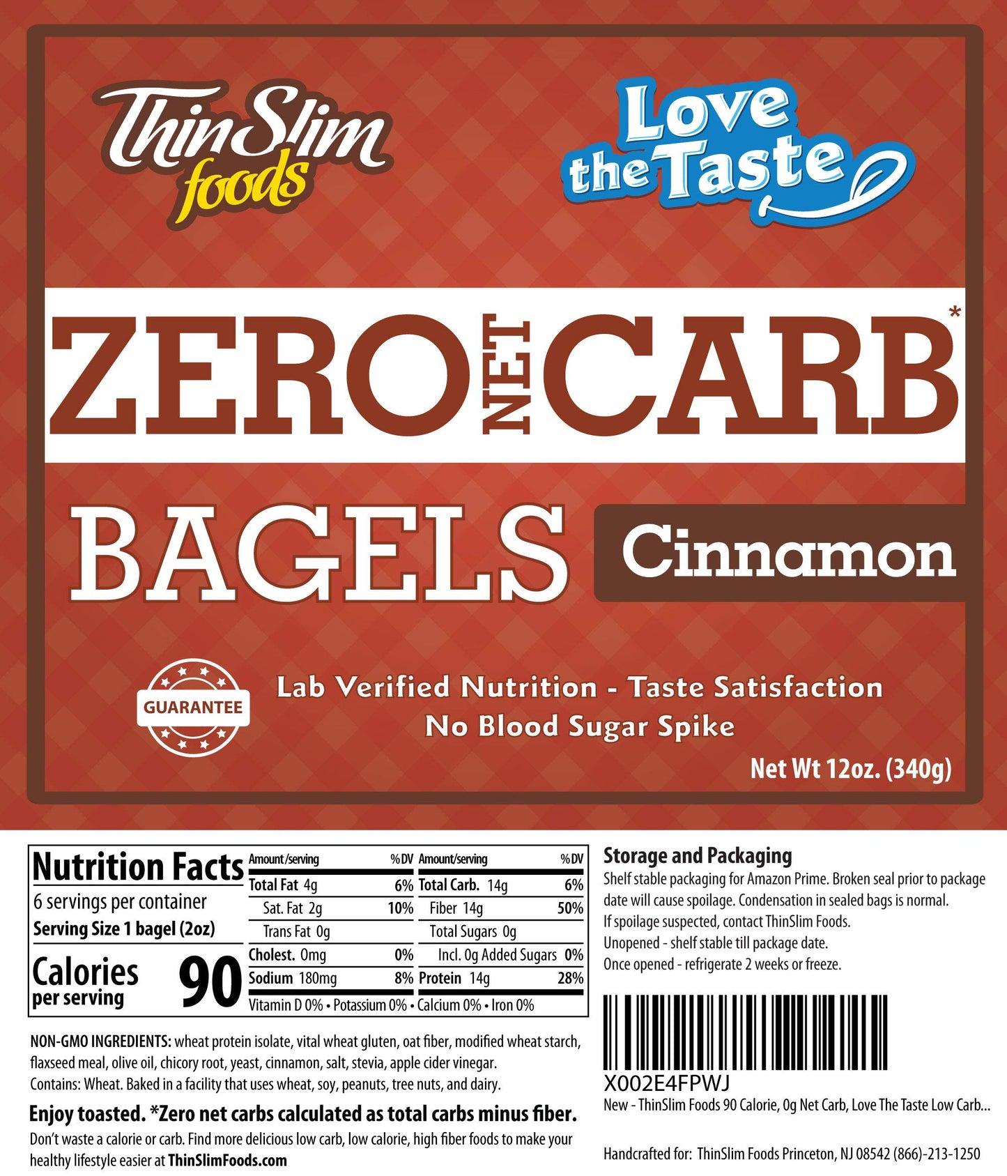 Thinslim Foods Keto Bagels | Keto Bread Alternative | Low Carb Cinnamon, 2 Pack (6 Diet Bagels Per Keto Friendly Food Pack)