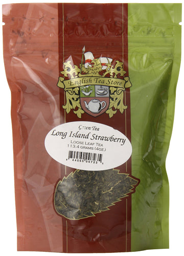 English Tea Store Loose Leaf, Long Island Strawberry Green Tea Pouches - 4oz, 4 Ounce