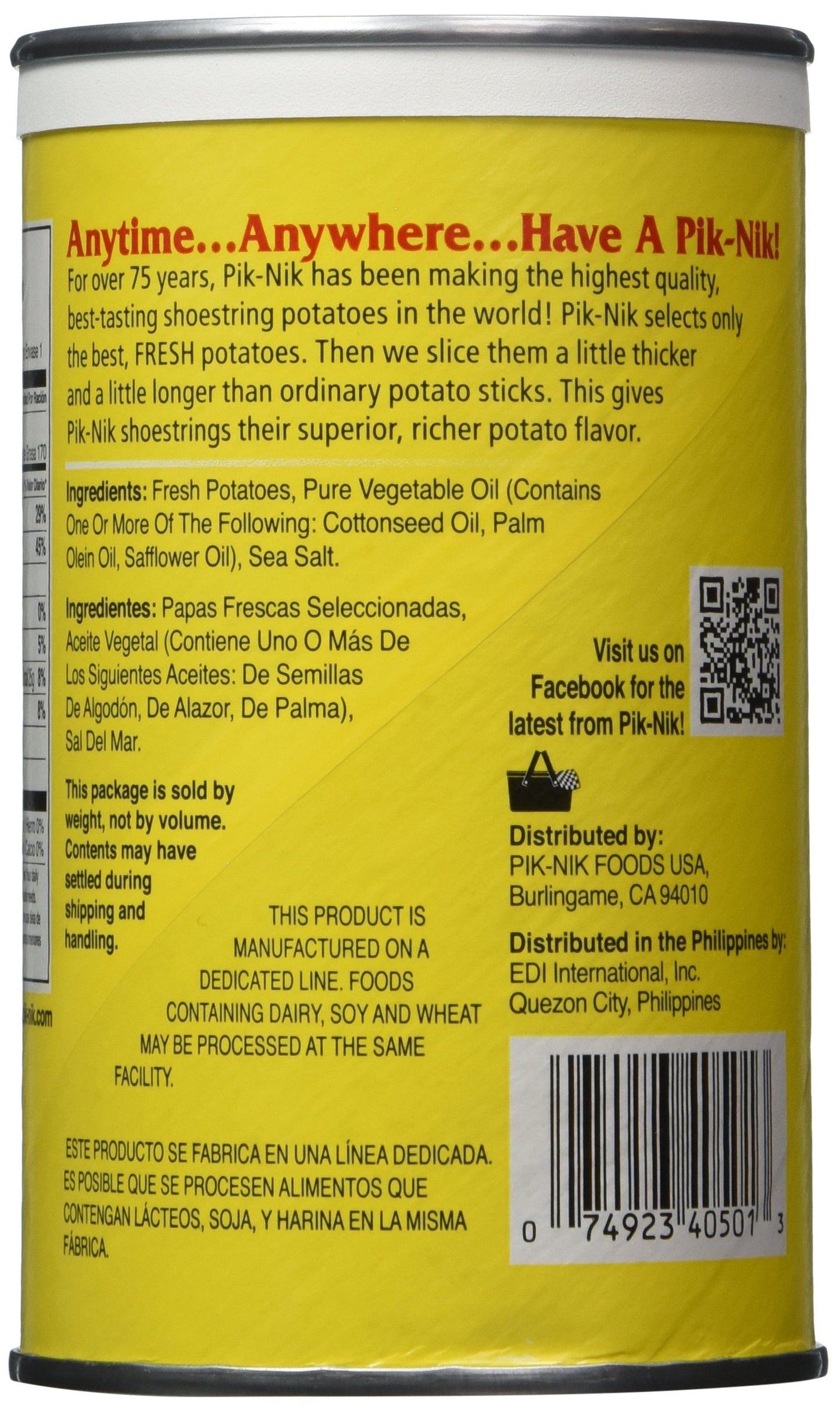 Pik-Nik Original Shoestring Potatoes, 1.75 oz (Pack of 4) - Yellow