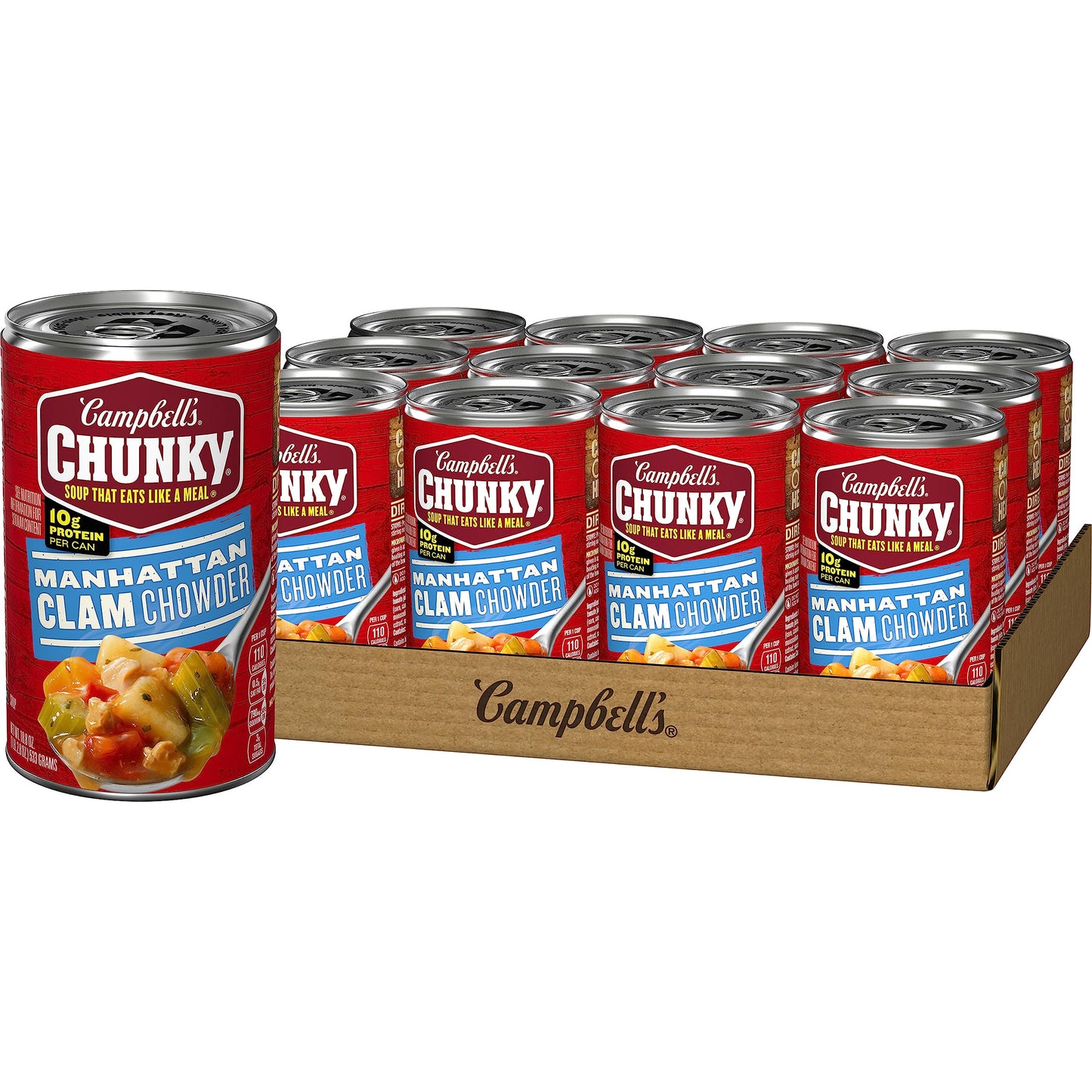Campbell'S Chunky Soup, Manhattan Clam Chowder, 18.8 Oz Can (Case Of 12)