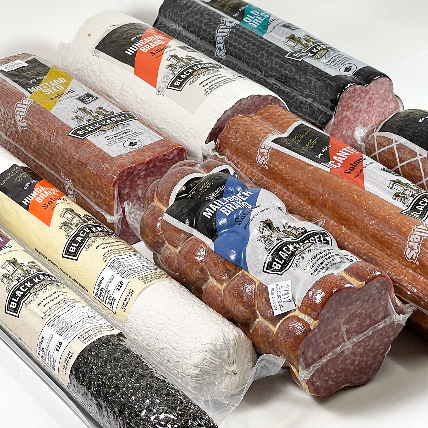 Old Forest And Mailander Salami Combo, Dry Aged Sausage By Piller'S (Black Kassel), Gourmet Gift, Approx. 5.2 Lb., 2.0 Count