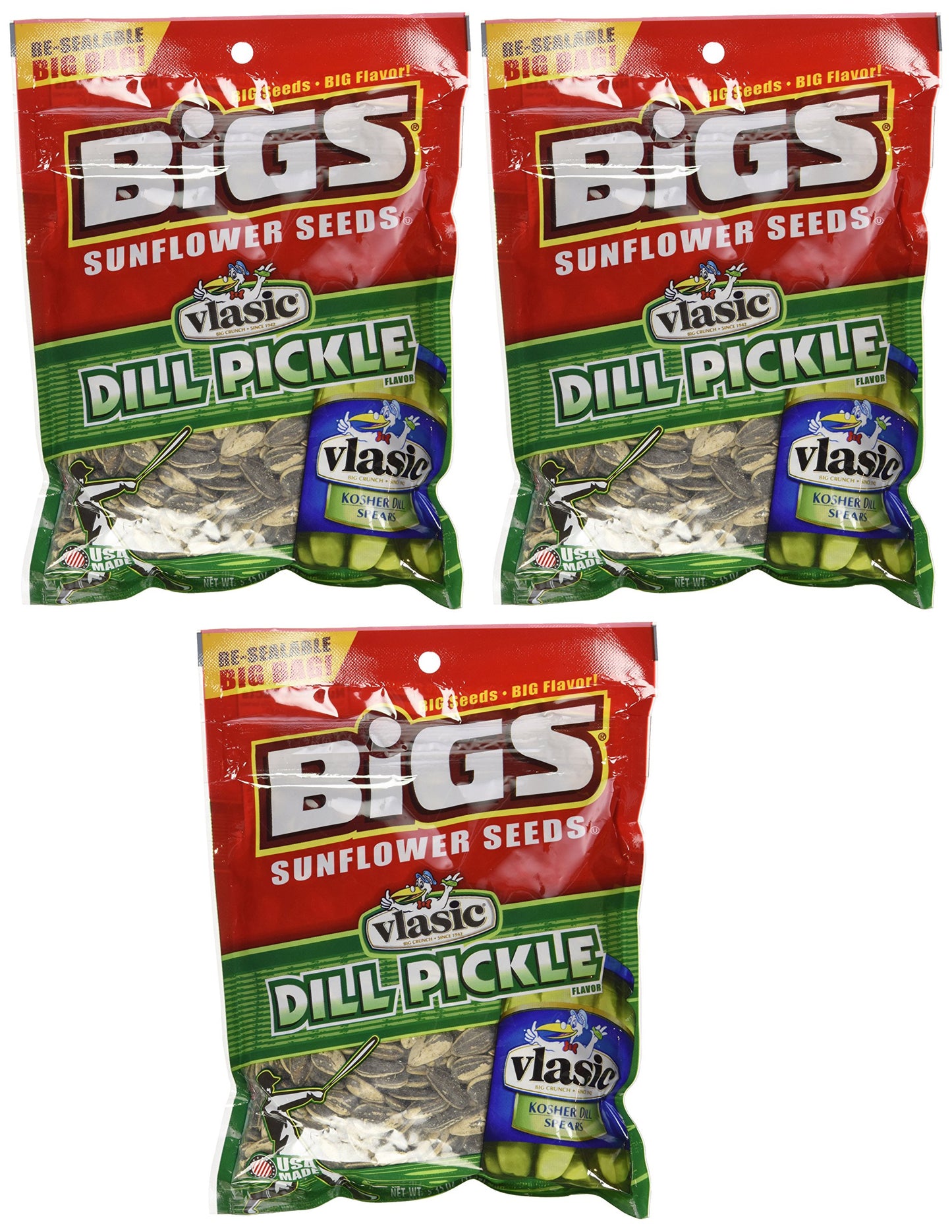 Bigs Vlasic Dill Pickle Sunflower Seeds 5.35-Ounce Bags (Pack Of 3)