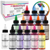 U.S. Cake Supply Airbrush Cake Color Set - The 12 Most Popular Colors in 2.0 fl. oz. Bottles with Color Mixing Wheel - Safely Ma