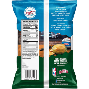 Ruffles Ridged Potato Chips, Jalapeno Ranch, 8.5 Ounce