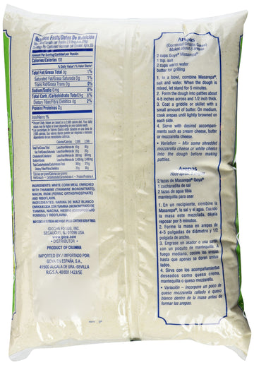 Goya Foods Masarepa Pre-Cooked White Corn Meal, 5 Pound