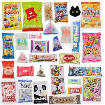 Sakura Box Japanese Snacks & Candy Dagashi Gift Set - 30 Pieces with English Pamphlet