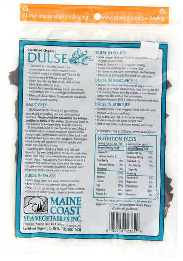 Maine Coast Sea Vegetables Dulse, Wild Atlantic Sea Vegetable, 2-Ounce Package (Pack of 6)
