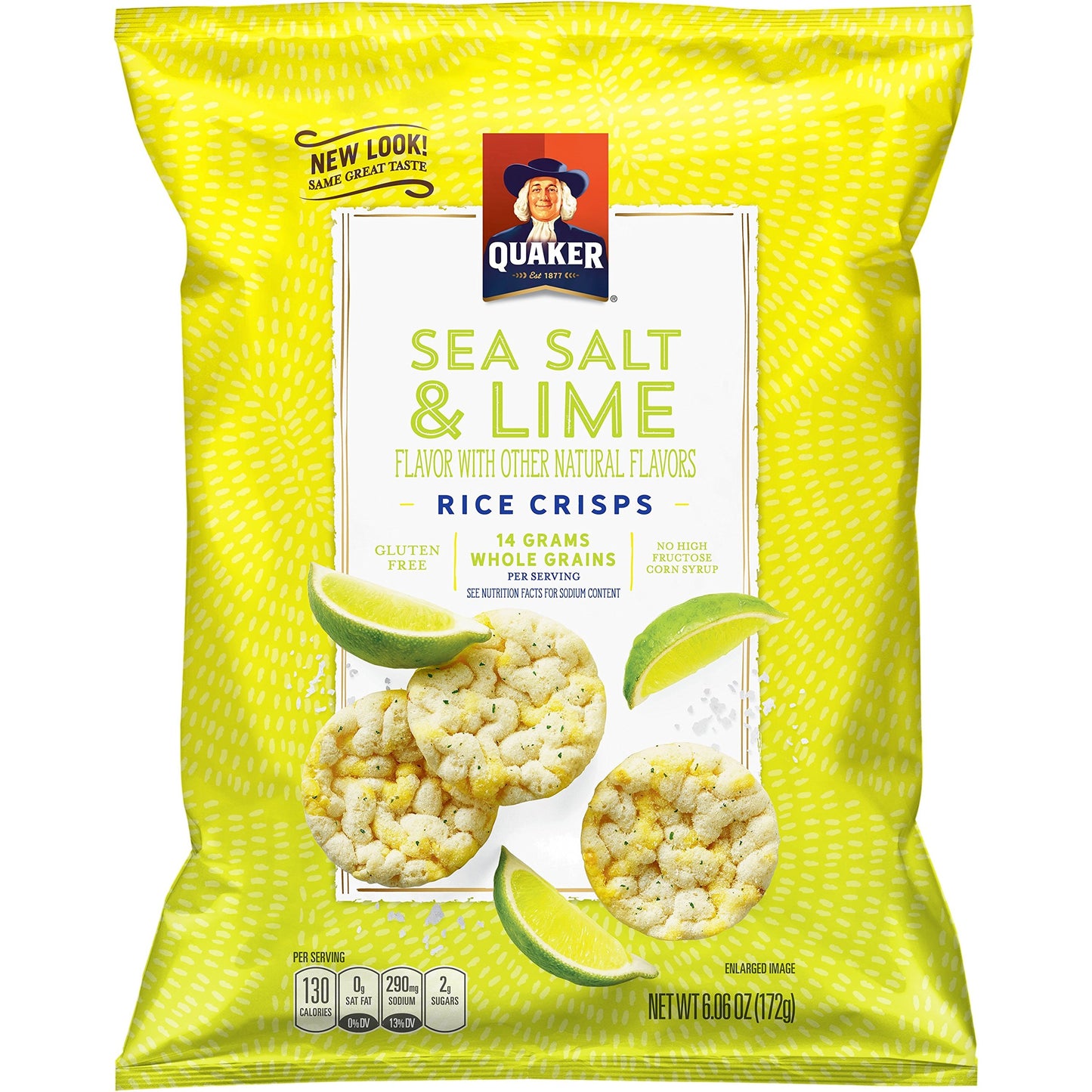Quaker Rice Crisps, Sea Salt & Lime, 6.06 oz Bag, Pack of 6 (Packaging May Vary)