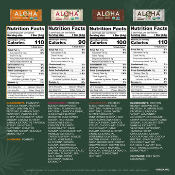 ALOHA Organic Plant Based Protein Bar MINIS | Variety Pack | 20 Count, 24g Bars | Vegan, Low Sugar, Gluten Free, Low Carb, Non-G