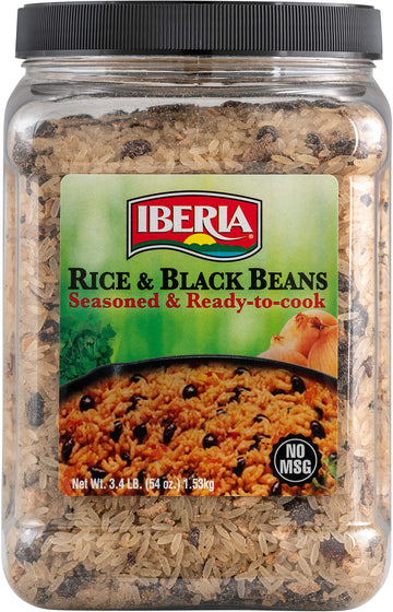 Iberia Rice & Black Beans, 3.4 Lb., Completely Seasoned & Ready To Cook, Nutritious & Delicious Rice And Beans