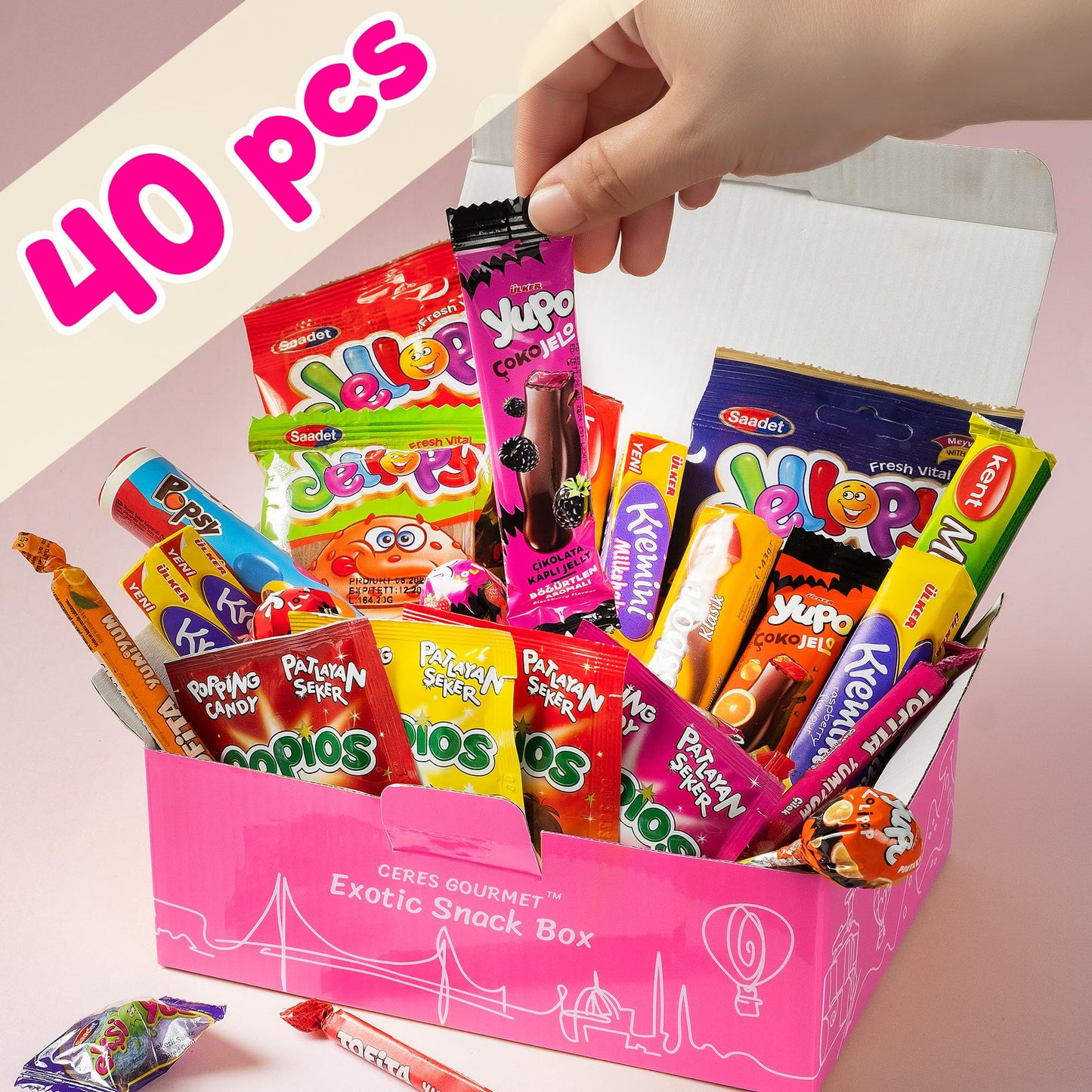 Candy Box From Around The World, Foreign Rare Unique Mystery Candy Gift Box, 40 Pcs Cool International Exotic Candy Snacks Varie