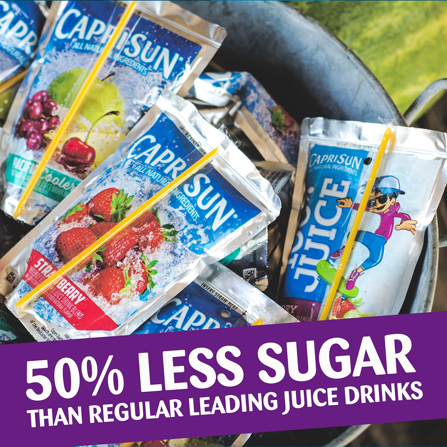 Capri Sun Roarin' Waters Grape Ready-To-Drink Juice (40 Pouches, 4 Boxes Of 10)