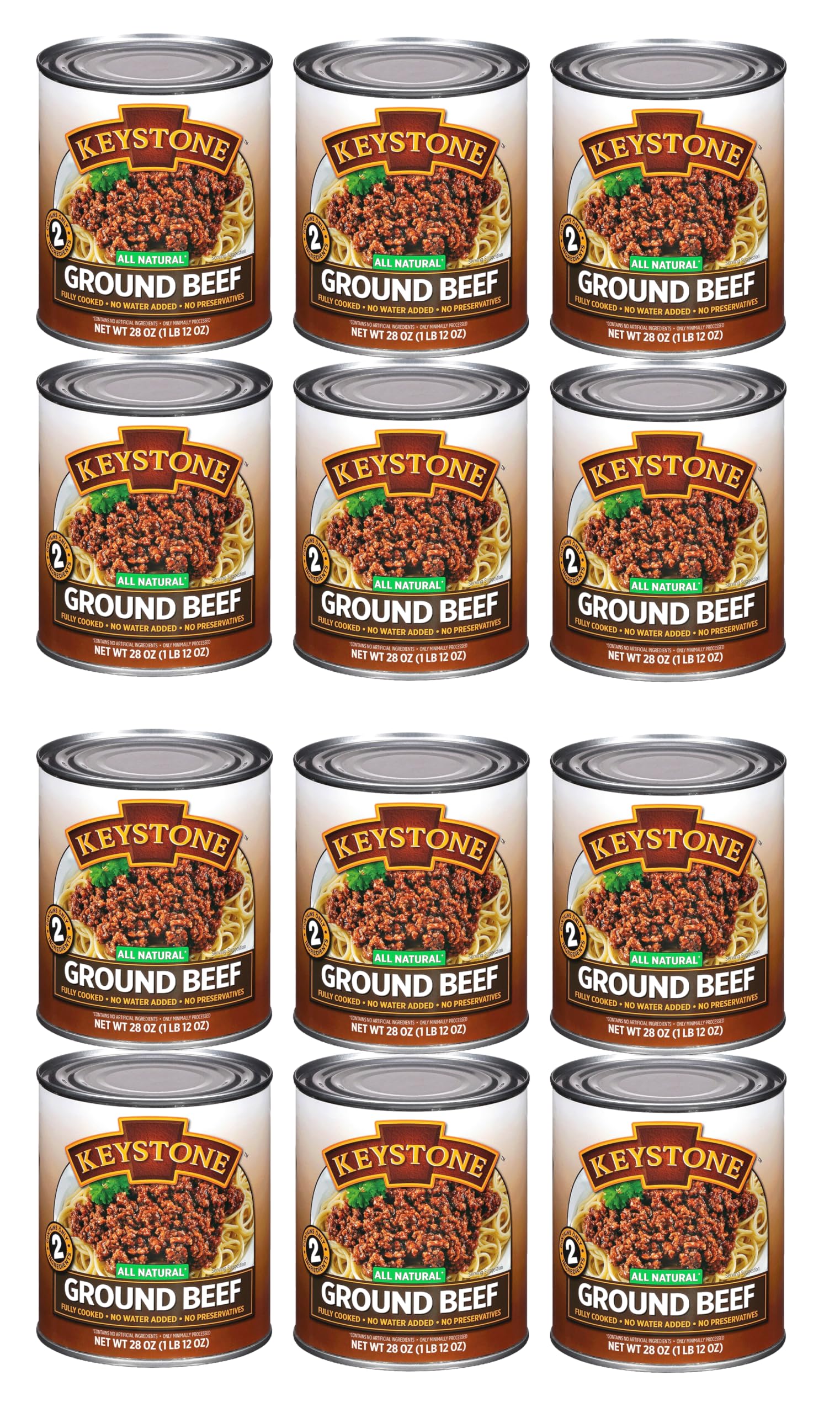 Keystone All Natural Ground Beef 28 Ounce Long Term Emergency Survival Food Canned Meat | Fully Cooked Ready to Eat | Gluten Fre