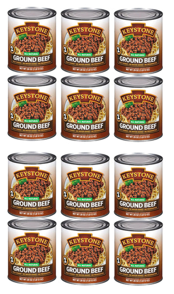 Keystone All Natural Ground Beef 28 Ounce Long Term Emergency Survival Food Canned Meat | Fully Cooked Ready to Eat | Gluten Fre