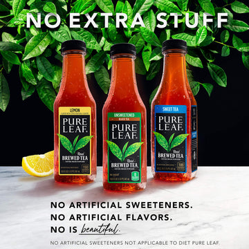 Pure Leaf Iced Tea, Unsweetened Lemon, Real Brewed Tea, Zero Sugar & Zero Calories, 18.5 Fl Oz Bottles (Pack Of 12)