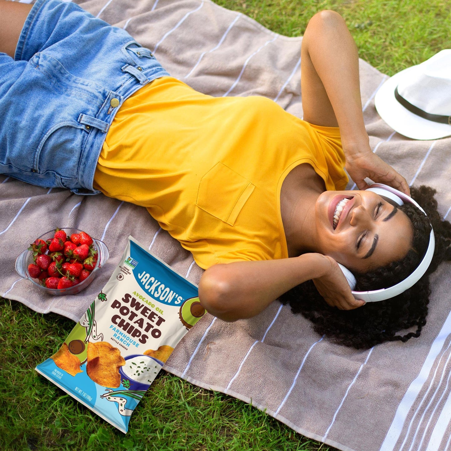 Jacksons Sweet Potato Kettle Chips Variety Pack - Sea Salt, Ranch, BBQ Flavors - 7oz, Pack of 6 - Gluten Free, Vegan