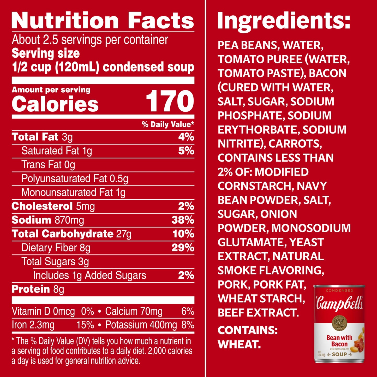 Campbell'S Condensed Bean With Bacon Soup, 11.25 Ounce Can (Pack Of 12)