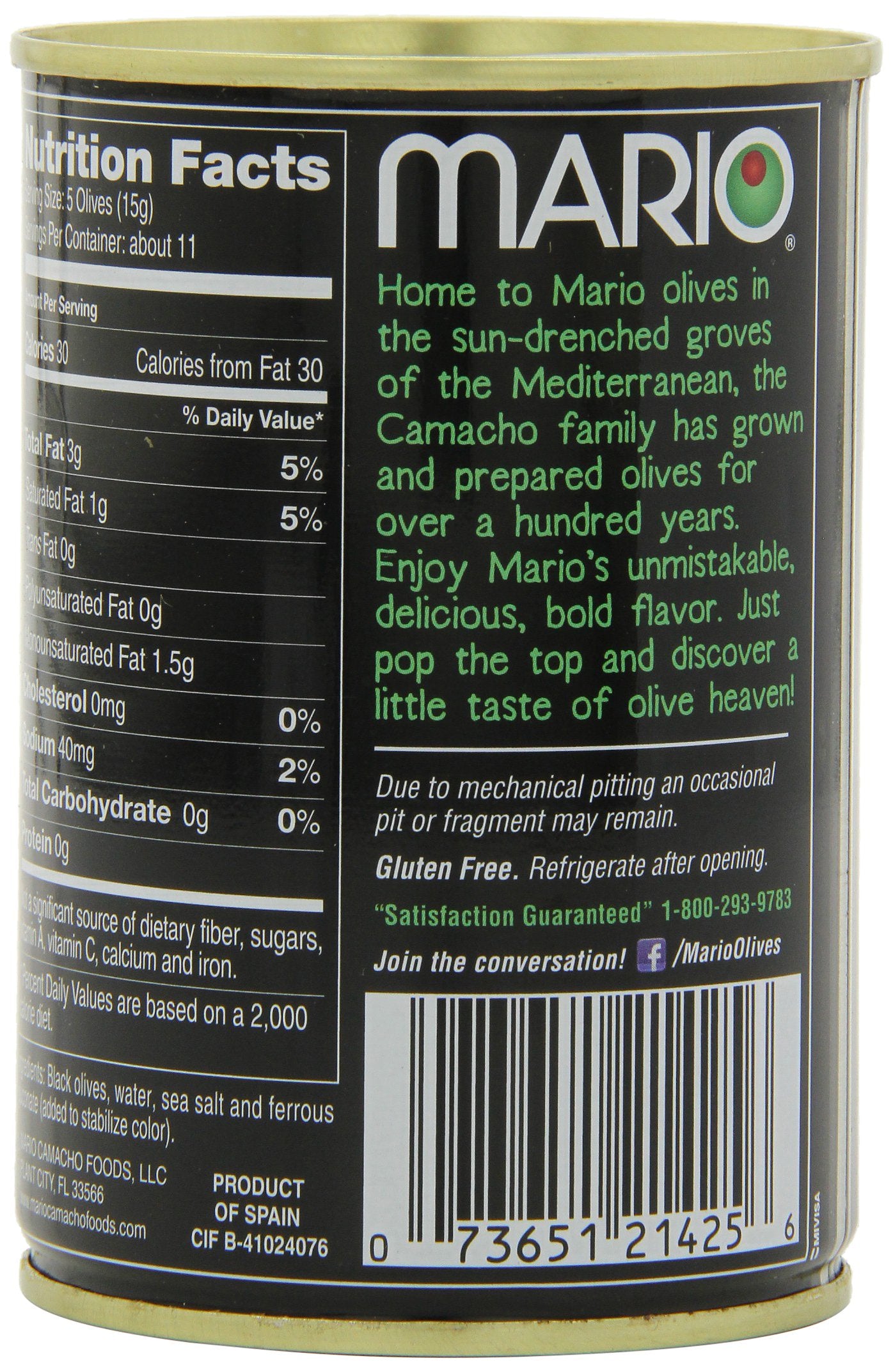 Mario Camacho Foods Low Sodium Black Olives, Medium Pitted, 6.0 Ounce (Pack Of 12)