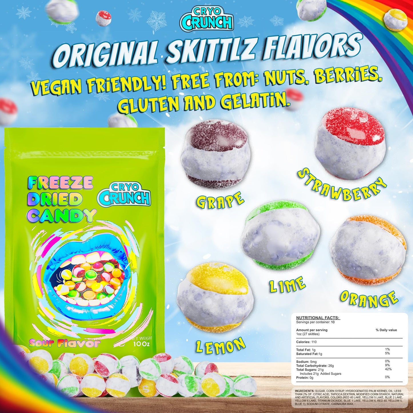 Freeze Dried Sour Candy (10Oz) By Primary Colors Candy - Freeze Dried Candy Sour - Freeze Dry Candy
