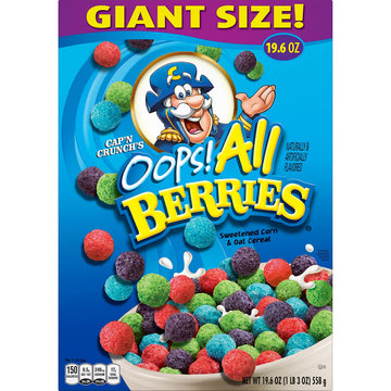 Cap'N Crunch Cereal, Crunch Berries, 19.6Oz Box