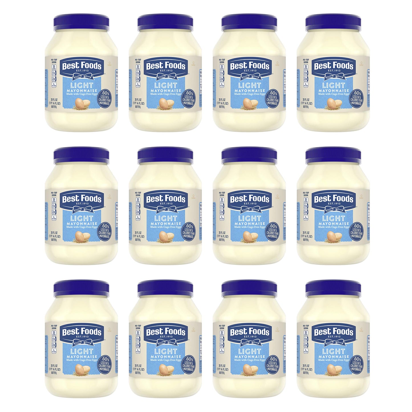 Best Foods Mayonnaise Light Mayo 30 oz, Pack of 12
