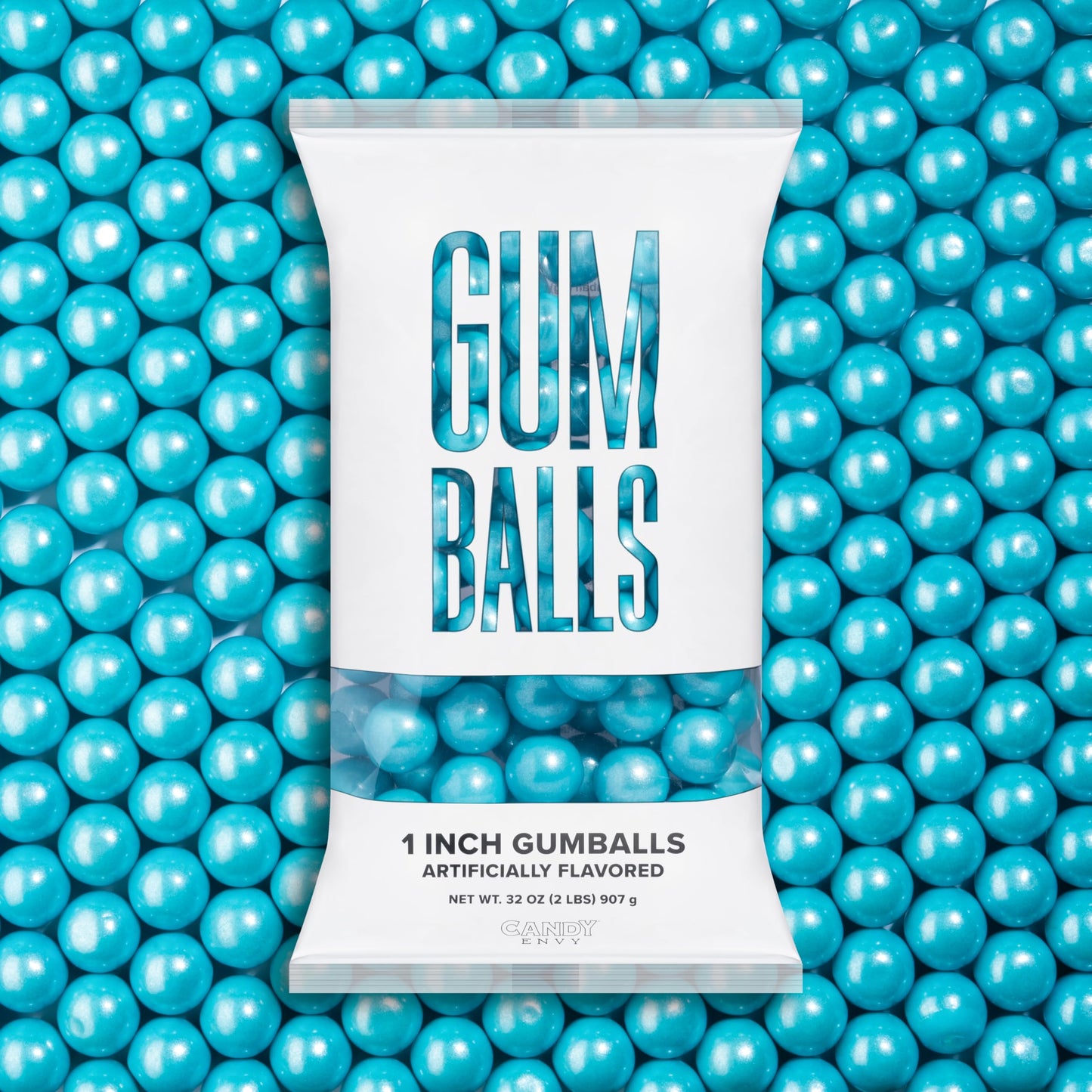 Candy Envy - Shimmer Light Blue 1'' Gumballs - 2Lb Bag - Approximately 113 Gumballs Per Bag
