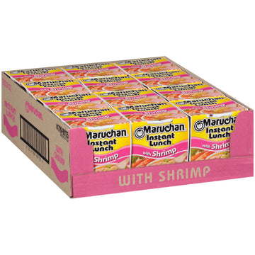 Maruchan Instant Lunch Shrimp, Ramen Noodle Soup, Microwaveable Meal, 2.25 Oz, 12 Count
