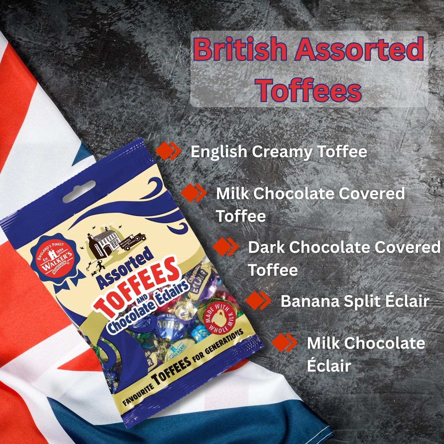 Walkers Nonsuch Assorted Toffees & Chocolate Éclairs, English Creamy, Milk & Dark Chocolate, 5.29 Oz (150g)