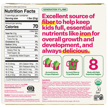 Yumi Organic Toddler Snacks Bars - Gluten-Free No Added Sugar 7+ Vegetables Soft-Baked Crust Yumi Bars Healthy Toddler Organic Snacks - School Safe and for Lunch Boxes Strawberry & Rhubarb (30ct.)