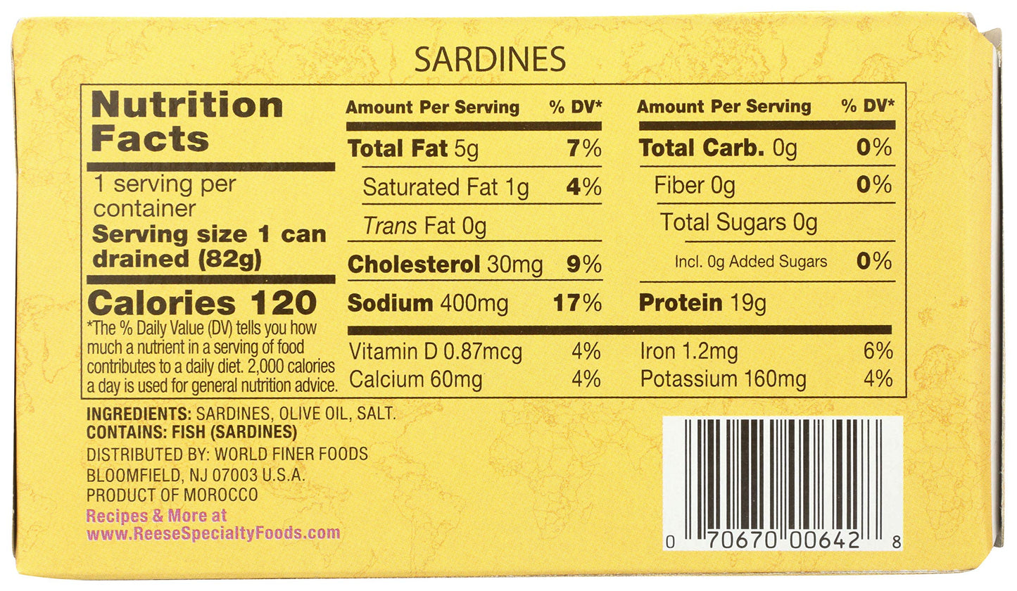 Reese Skinless And Boneless Sardines In 100% Olive Oil, 4.38-Ounces (Pack Of 10)