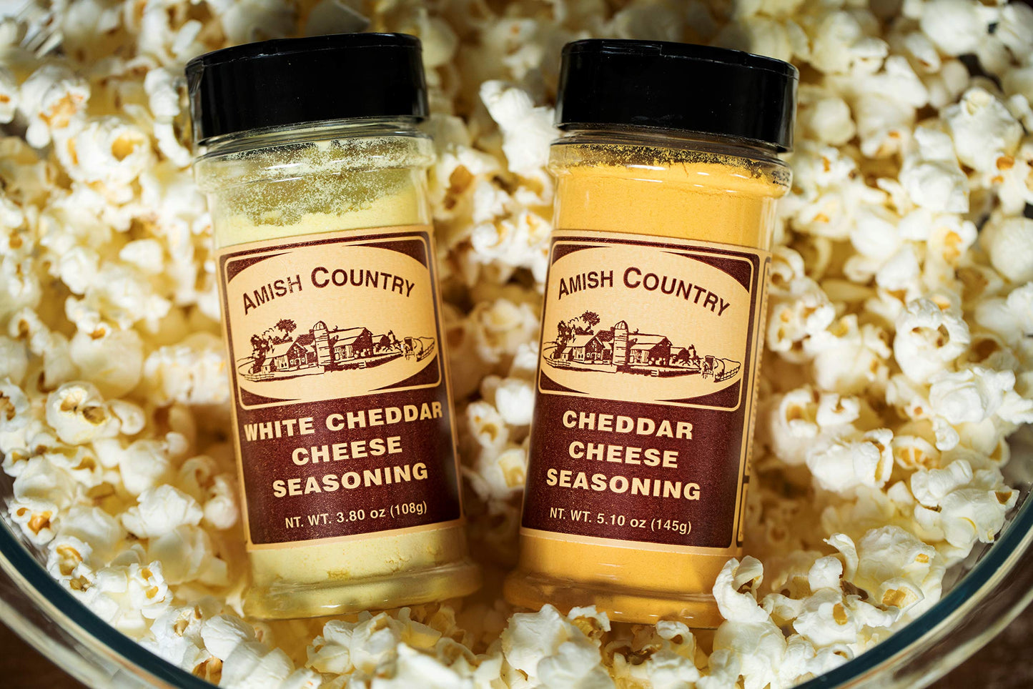 Amish Country Popcorn | Seasoning Variety Pack | Cheddar Cheese - 5.1 oz and White Cheddar Cheese - 3.8 oz Popcorn Seasoning | O