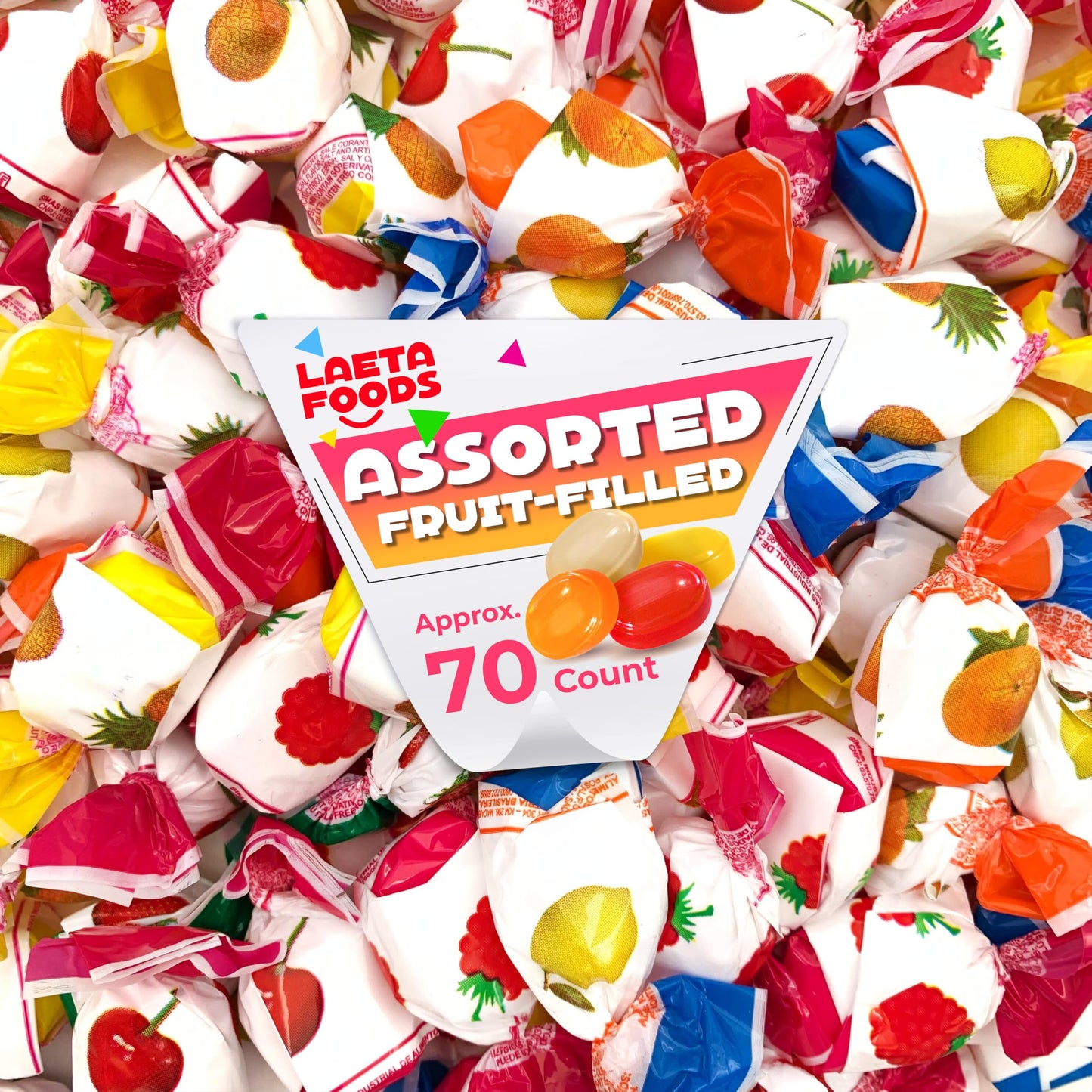 Assorted Fruit-Filled Hard Candy | 1 Pound Bag - Approx. 70 Count | Old-Fashioned Delights