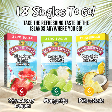 SINGLES TO GO! Drink Mix Variety Pack - Strawberry Daiquiri, Pina Colada, Margarita - 1 Count (Pack of 1)