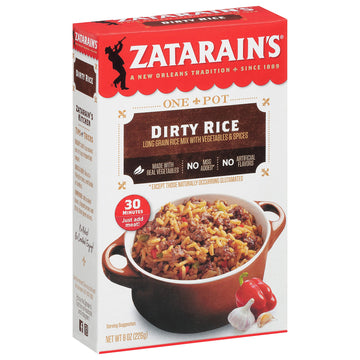 Zatarains Dirty Rice, 8 oz Pack of 12, Convenient Side Dish, Flavorful Cajun Seasoned Rice Mix