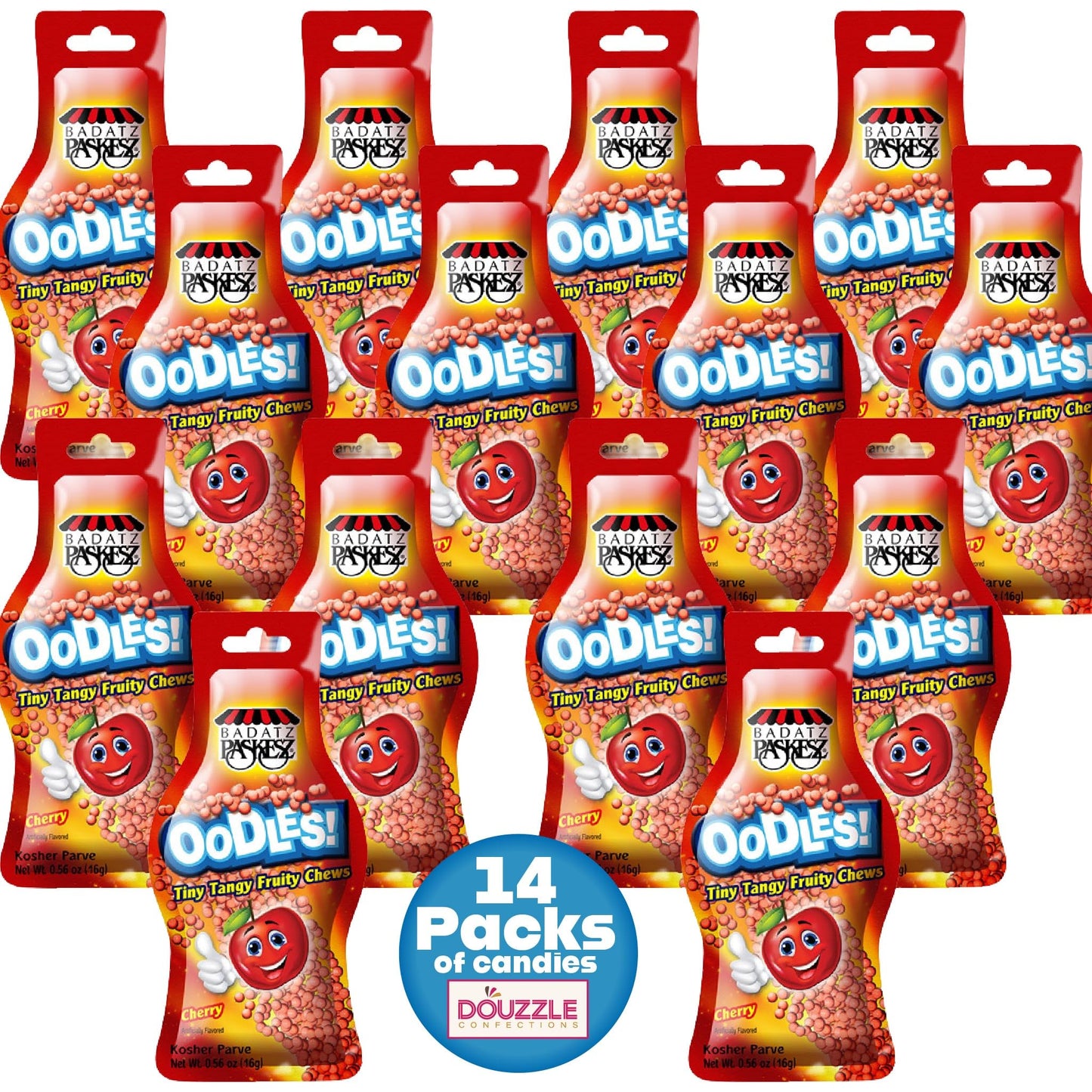 DOUzzle Back To School Oodles Cherry Tiny Tangy Fruity Chews Mix (12 Count, 1 Pack) Individually Wrapped, Party Favor, Goodie Ba