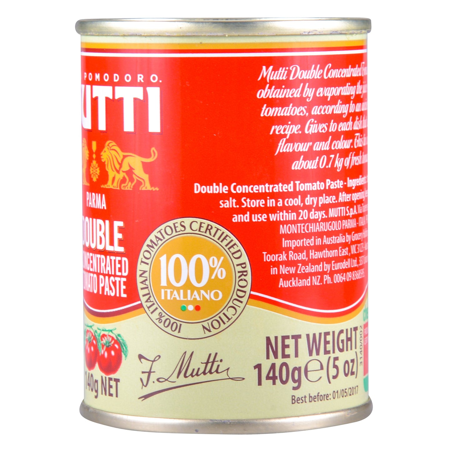 Mutti Double Concentrated Tomato Paste (Doppio Concentrato), 4.94 oz. Can | 1 Pack | Italys #1 Brand of Tomatoes | Canned Tomato