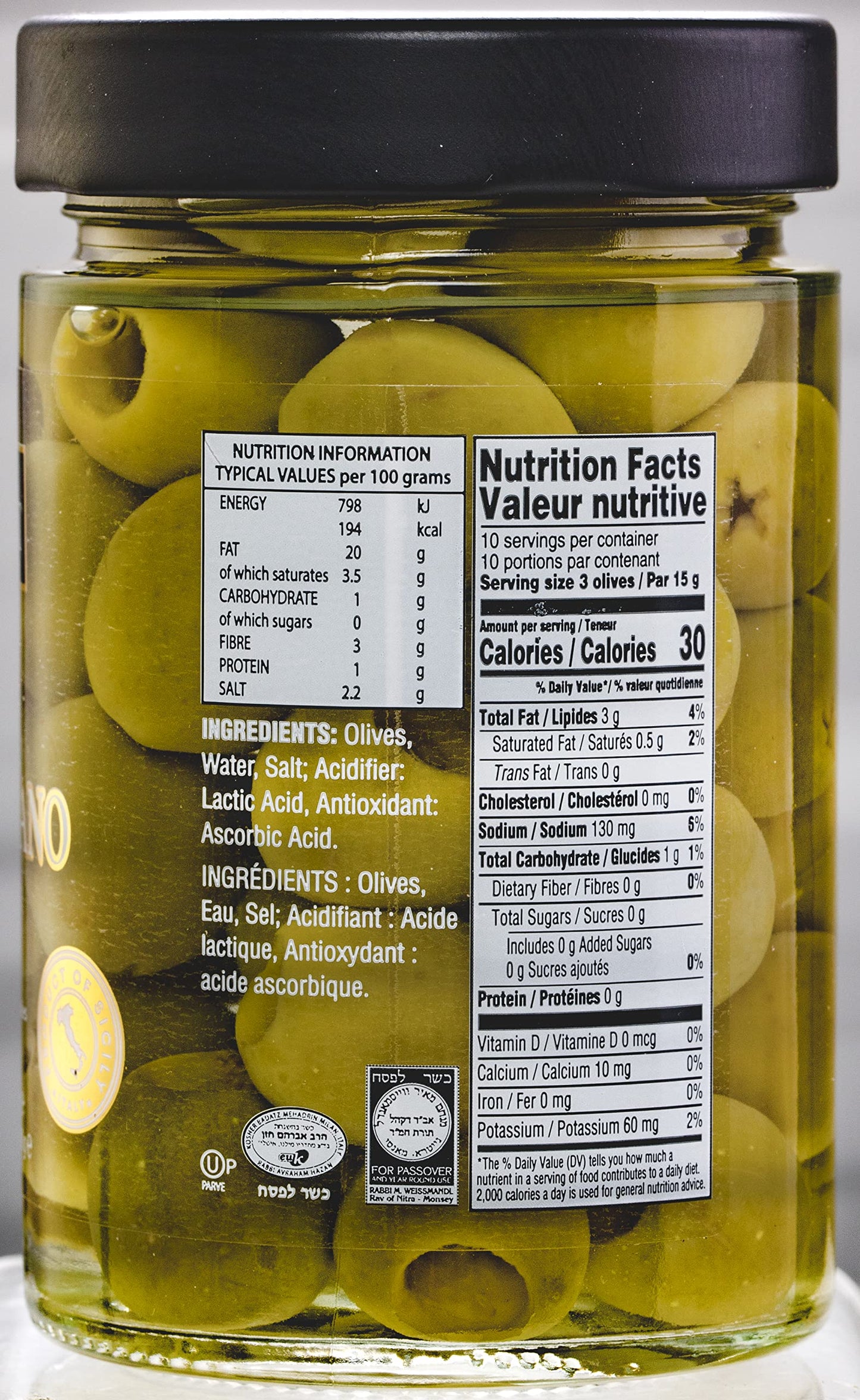 Tuscanini Premium Italian Castelvetrano Green Pitted Olives 10.9Oz | Mild & Smooth Flavor | Imported From Italy