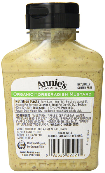Annie'S Naturals Organic Mustard, Horseradish, 9 Ounce (Pack Of 12)
