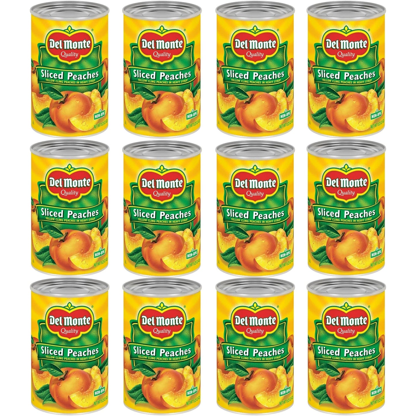 Del Monte Yellow Cling Sliced Canned Peaches In Heavy Syrup, 15.25 Oz Can (Pack Of 12)