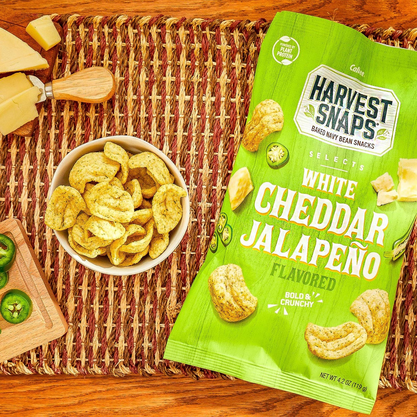 Harvest Snaps (White Cheddar Jalapeno Crunchy Puffs, 8 Snack Packs) 4.2 Ounces