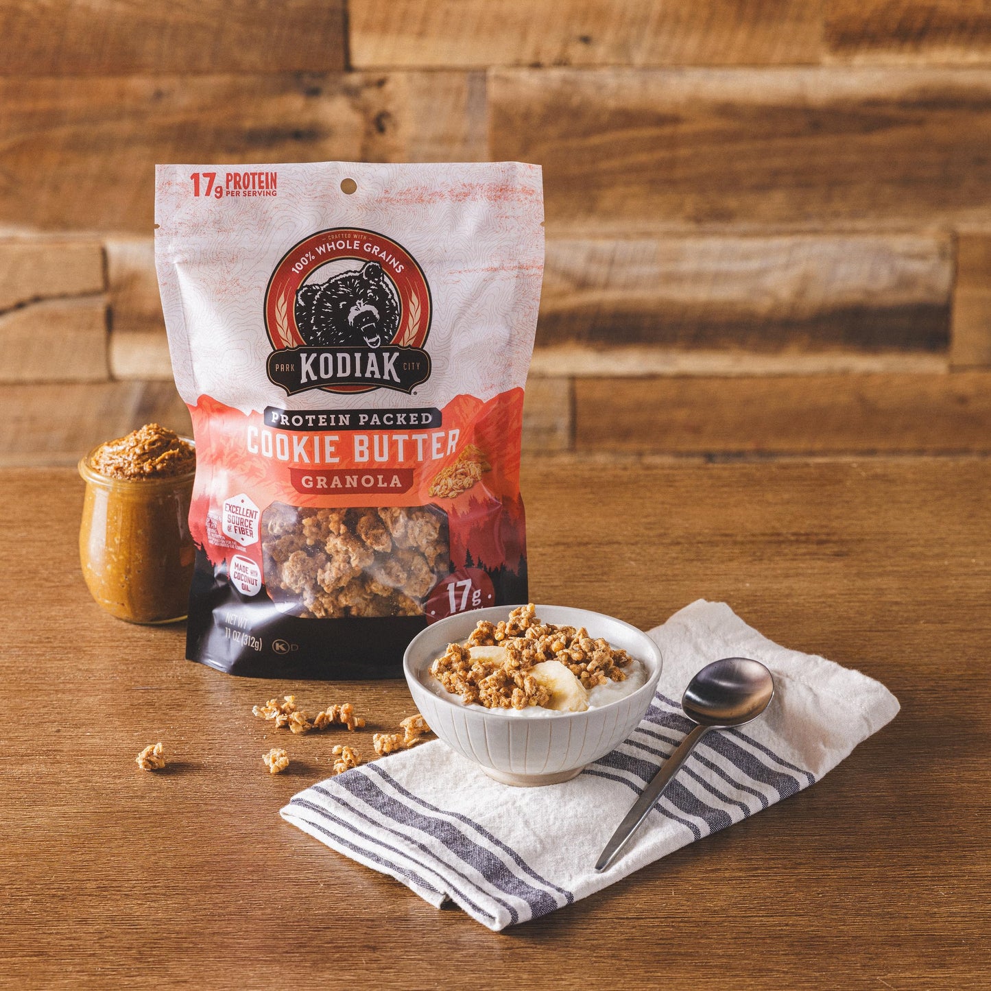 Kodiak Cakes Granola Pouch, Cookie Butter, High Protein, Whole Grains, Pack of 5 Pouches