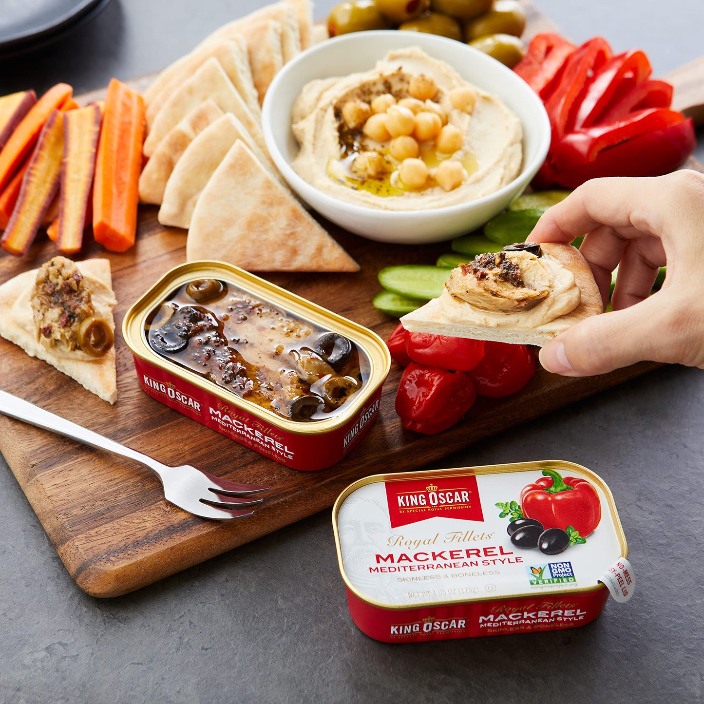 King Oscar Skinless & Boneless Mackerel Fillets, Mediterranean Style, 4.05 -Ounce Cans (Pack of 12)