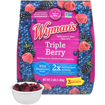 Wymans Triple Berry, 3 lb (Pack of 1) - Wild Blueberries, Blackberries & Raspberries