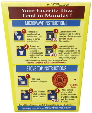 A Taste of Thai Pad Thai Noodles - 5.75oz Single Pack Heat & Eat Instant Noodles Flavored with Classic Thai Sauce | Gluten-Free