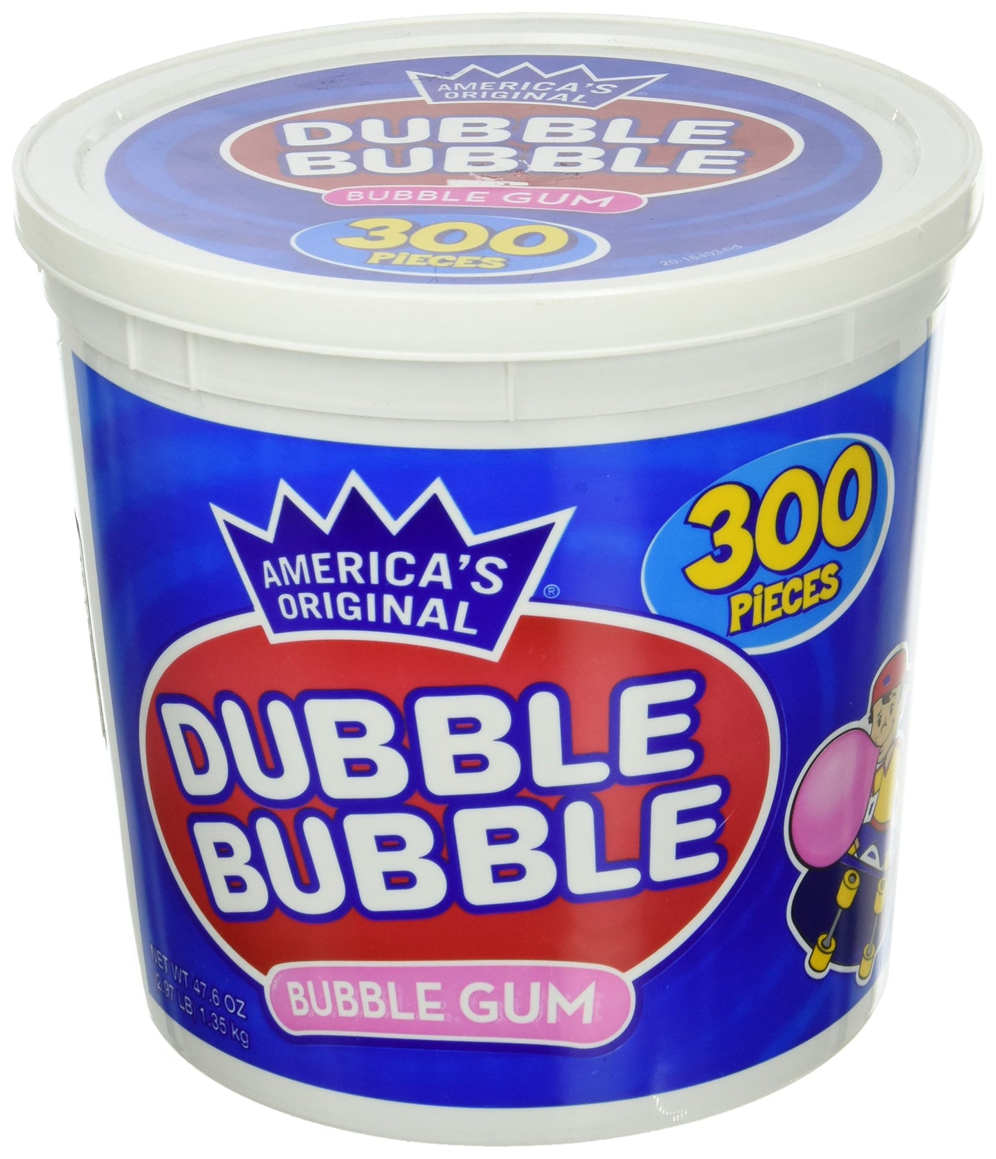 Americas Original Dubble Bubble Bubble Gum 47.6 Ounce Value Tub 300 Individually Wrapped Pieces